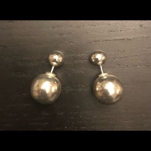 Double Ball Silver Earrings